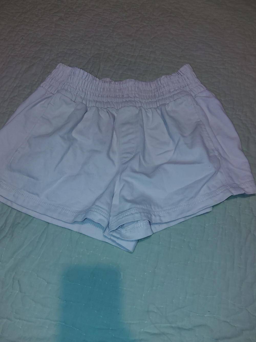 aerie White Elastic-Waist Athletic Shorts